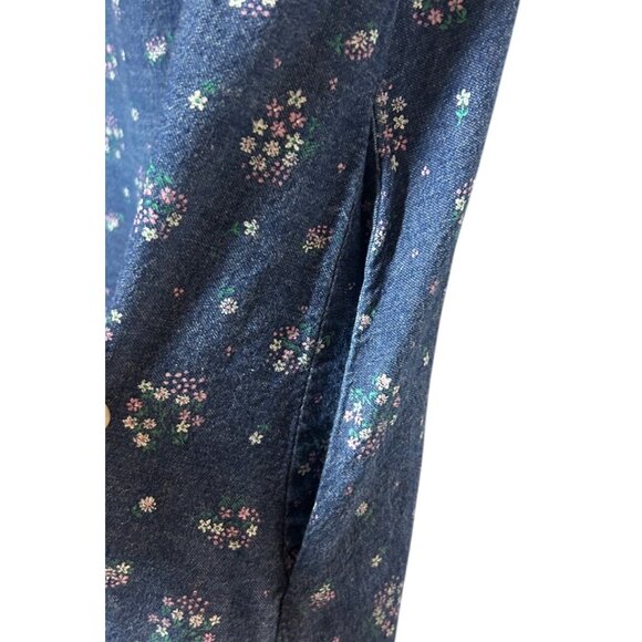 Denim Floral Jean Jumper Dress with Pockets Vermont Country Store Women Sz L - Picture 4 of 6